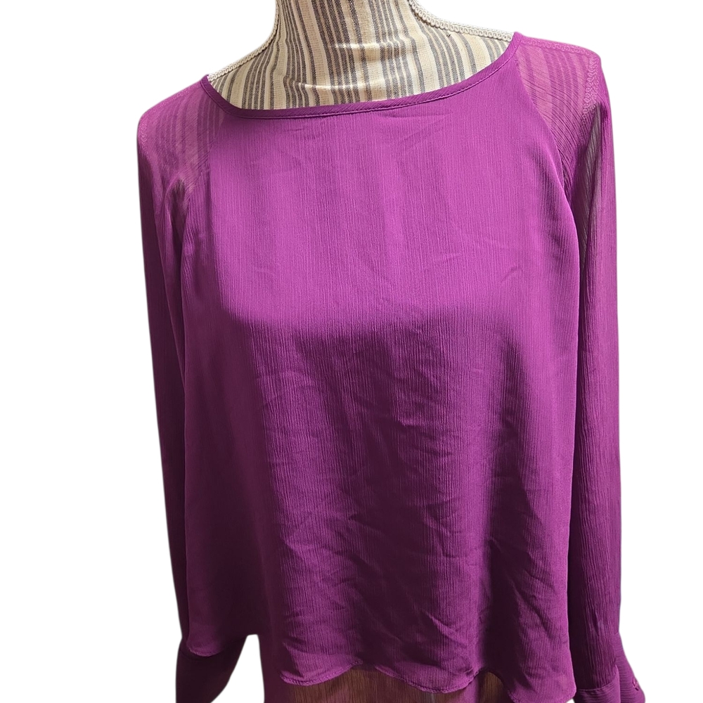 Apt. 9 Purple Long Sleeve Relaxed Blouse